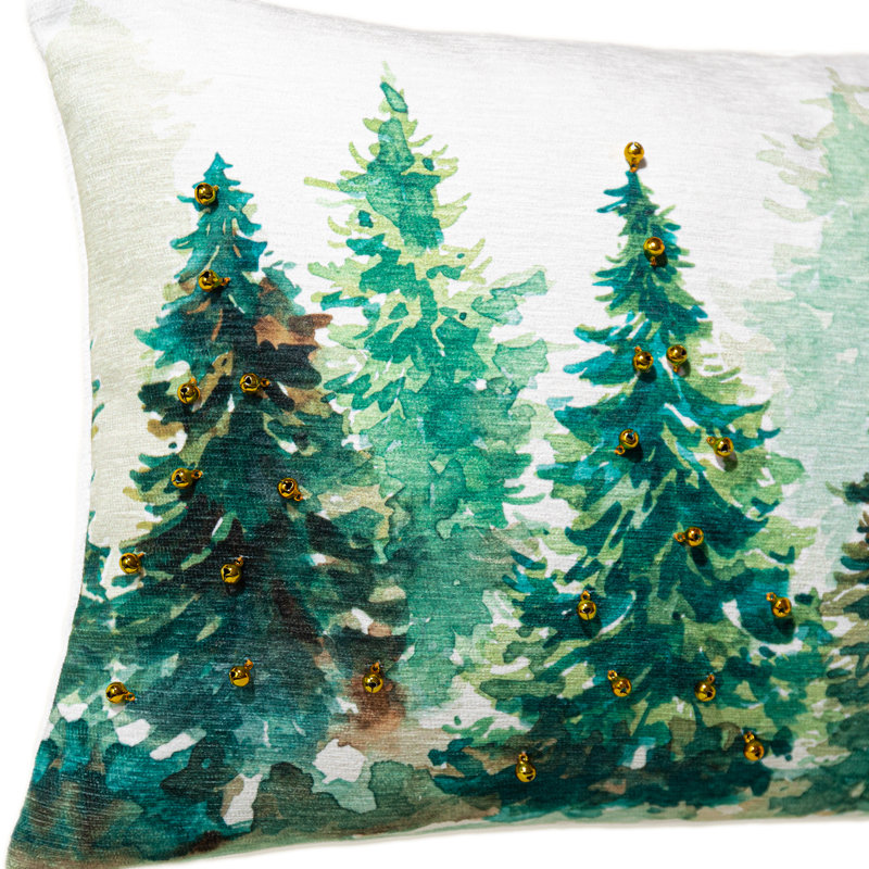 Christmas Tree Forest Chenille Throw Pillow Cover