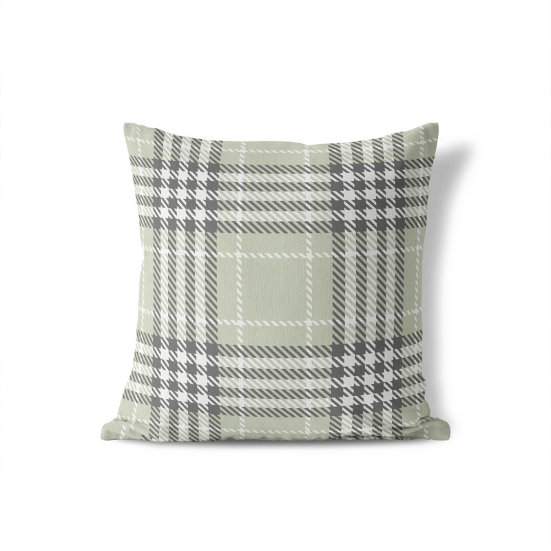 Christopher's Plaid Pillow, 26"H x 26"W, Light Green/Green