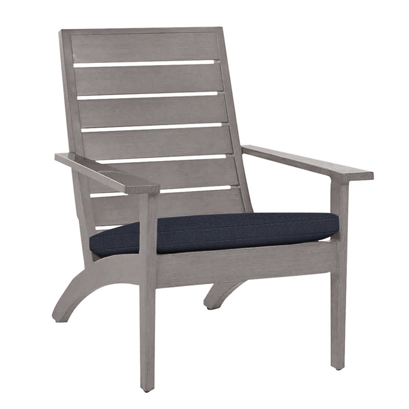 Kennebunkport Aluminum Adirondack Chair - Oyster, Oyster, No Welt, Linen Navy