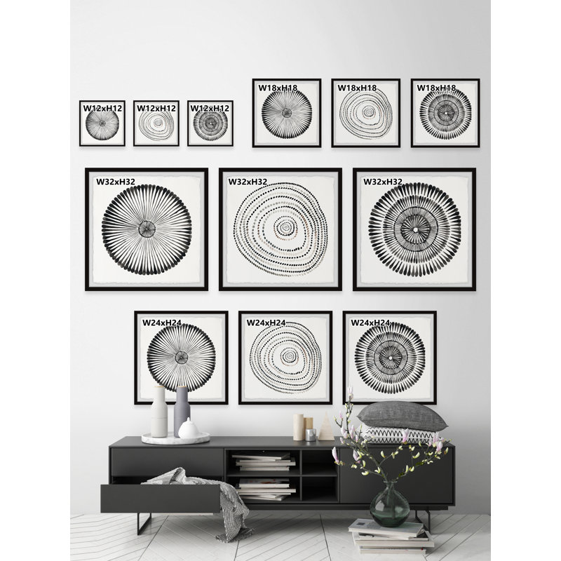 «Circle Bloom Triptych», ensemble de 3 reproductions encadrées sur papier, H 12 po x l 12 po