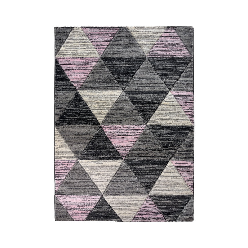 Emanuele Geometric Hand Woven Shag Area Rug, Rectangle 60 x 110cm