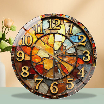 Horloge murale rétro en verre coloré pour décoration intérieure - Horloge murale moderne en verre 12 po