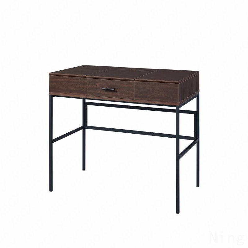 Oak & Black Finish Writing Desk W/Usb, Brown