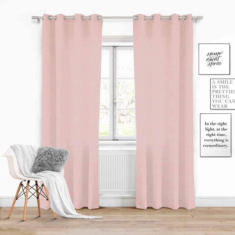 Robena Semi Sheer Curtain Single Panel, Pink, 140 W x 250 D cm