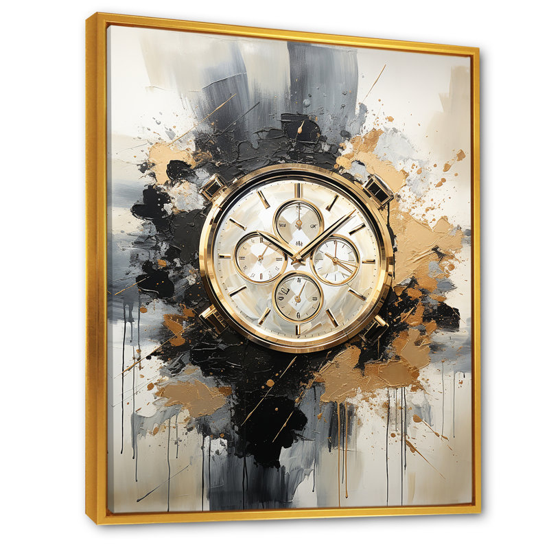 Minimalisme, montre de luxe sur toile, H 20 po x l 12 po x P 1 po, Cadre flottant doré