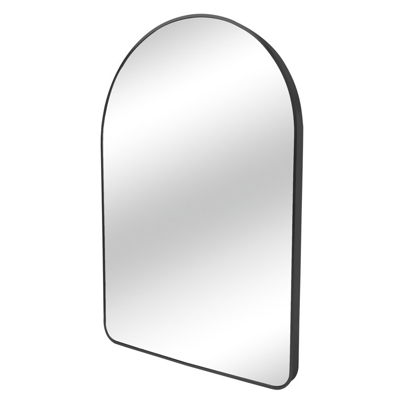 Arched Wall Mirror with Metal Frame, Black