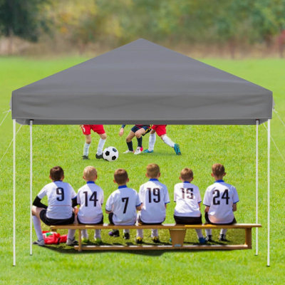 10x10 ft Pop Up Canopy Tent, Outdoor Tent with 3 Adjustable Height, Easy Set Up Canopy with 4 Sandbags & Carrying Bag for Camping, Parties, Outdoor Events