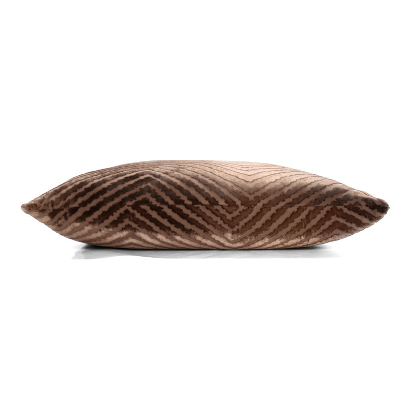 Chevron Velvet Pillow Cover & Insert, 18"H x 18"W, Brown