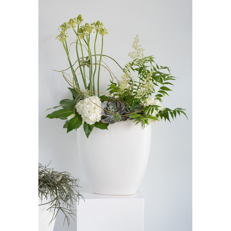 Elma Handmade Ceramic Table Vase, 11.75" H x 11.75" W x 5.5" D, White