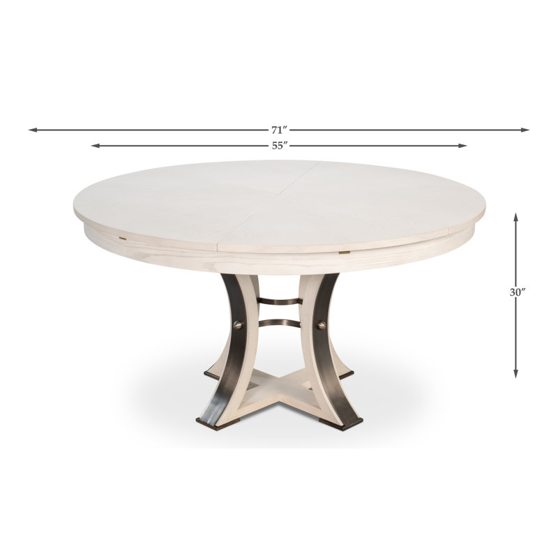 Tower Round Solid Oak Dining Table, Working White/Hammered