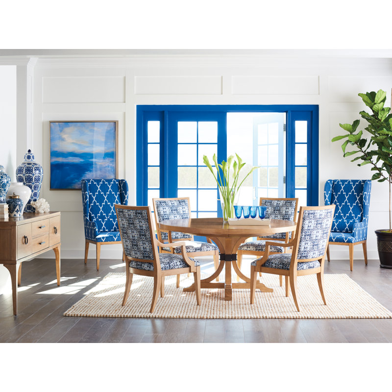 Newport Upholstered Arm Chair, Cotton Blue, Sandstone