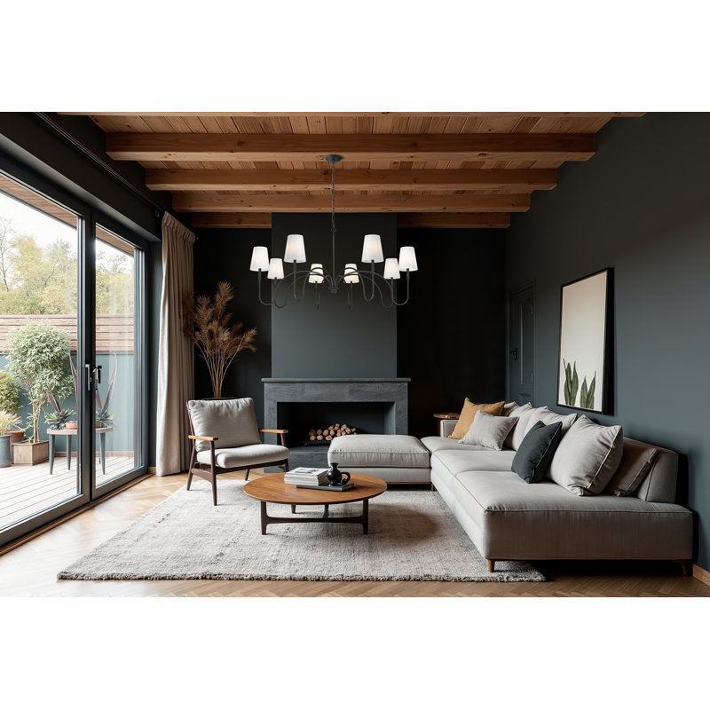 Parham Matte Black 8 Light Chandelier, Matte Black