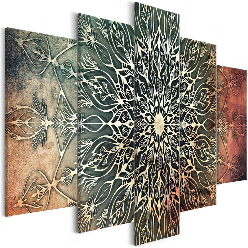 Mandala - ensemble de 5 impressions sur toile tendue, H 20 po x l 40 po x P 1 po