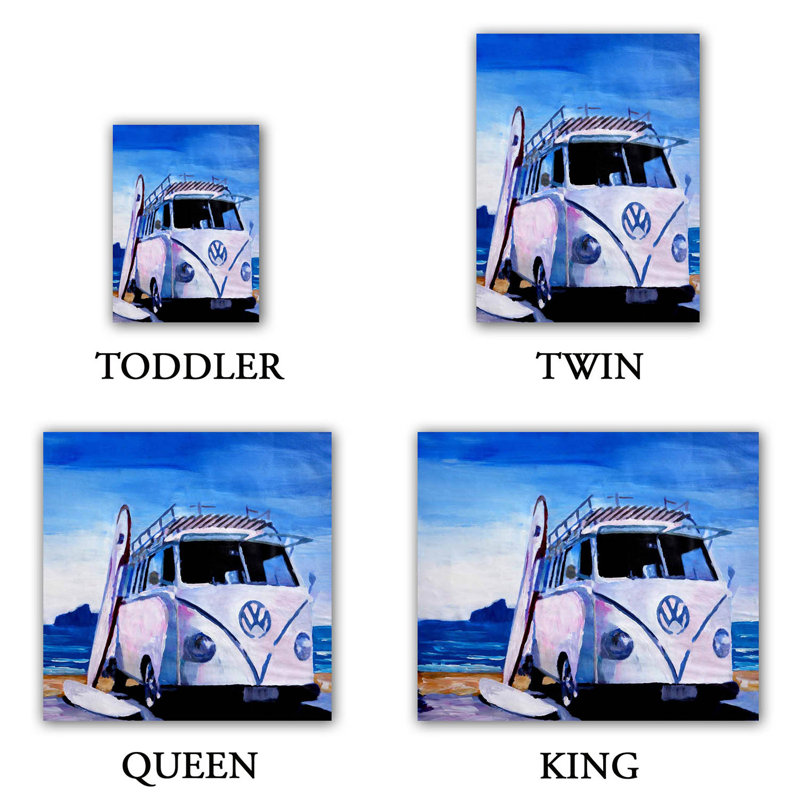 Ensemble de housse de couette vw bus, 1 housse + 2 taies très grand lit