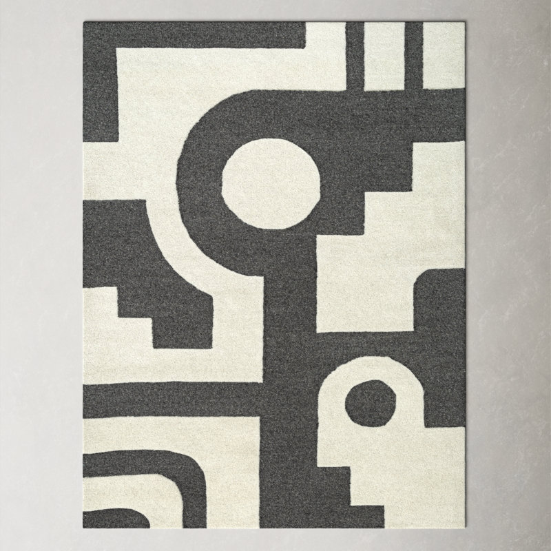 Rino Abstract Hand Tufted Wool Area Rug in Gray, Rectangle 8' x 10'