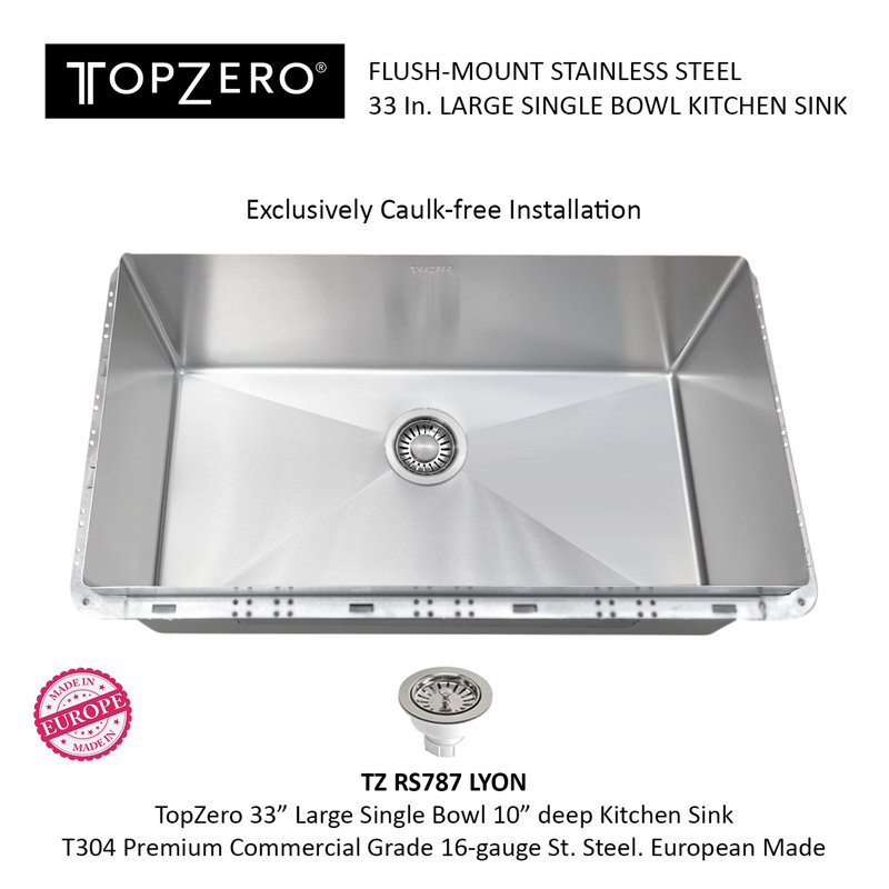 33"L x 18"W Flush Mount Kitchen Sink