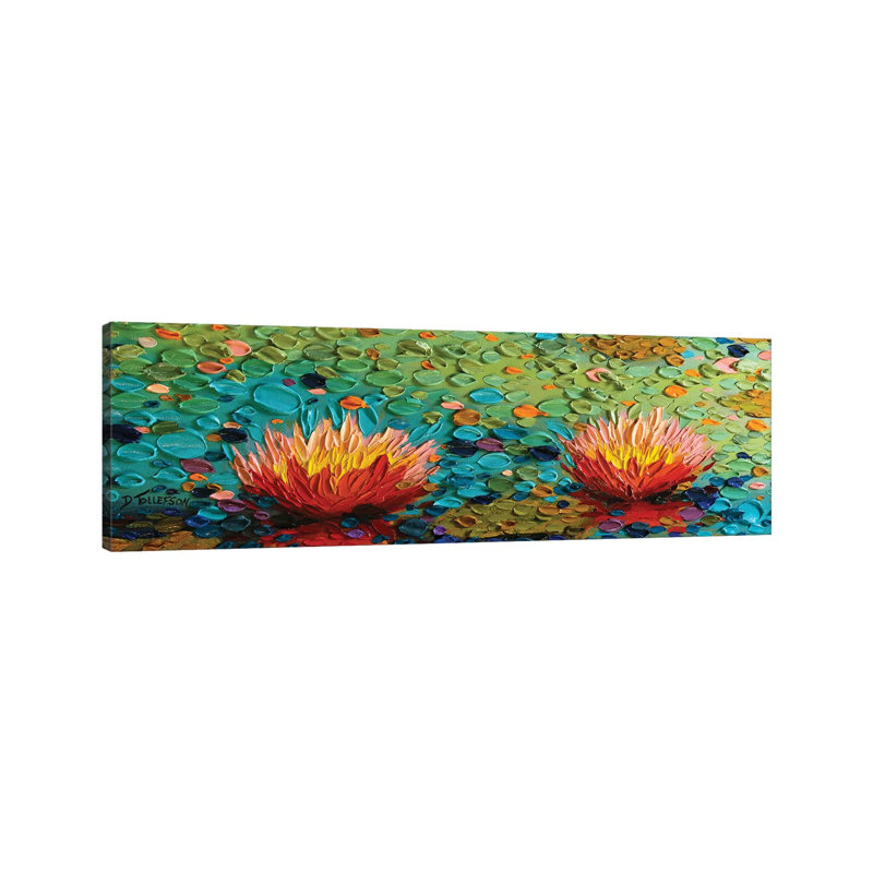 Lily Rapture 3 by Dena Tollefson - Panoramic Painting on Canvas, 30.48 cm H x 91.44 cm W x 3.175 cm D, Wrapped Canvas