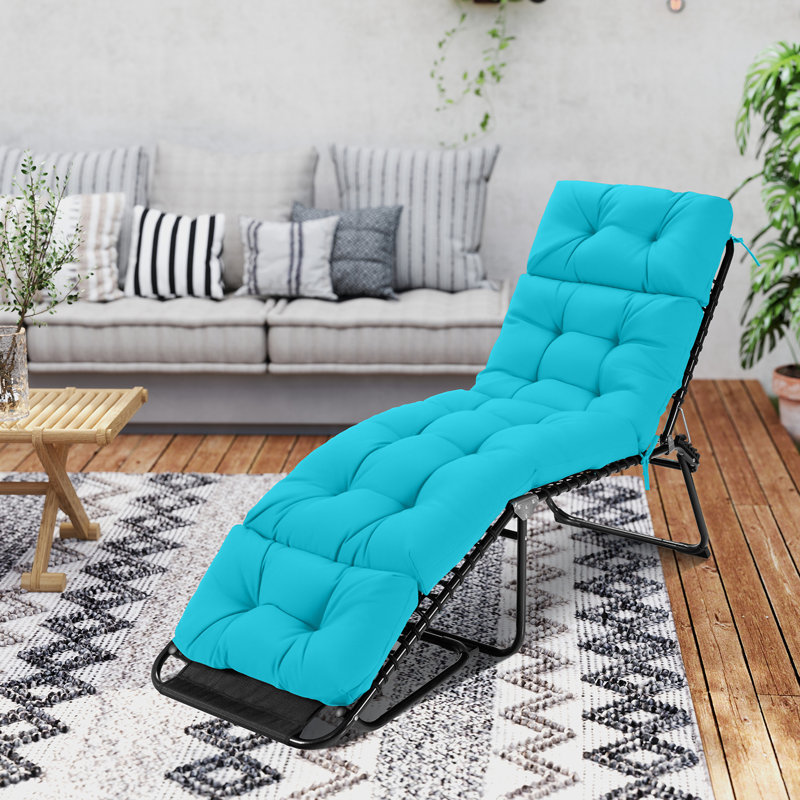 73'' Lounge Chaise Cushion Padded Recliner Cushion Indoor Outdoor, 1, Teal