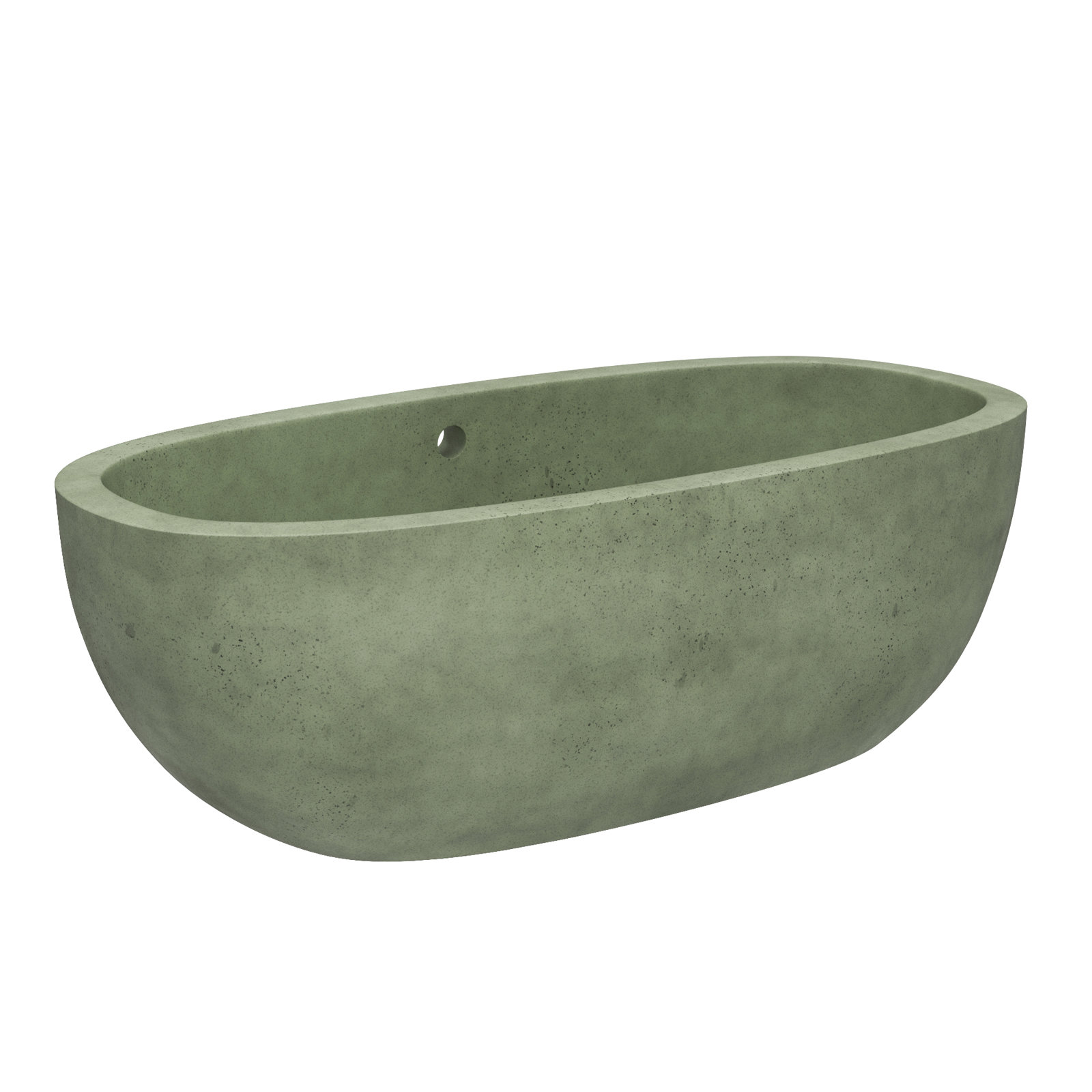 Avalon NativeStone Concrete Freestanding Oval Soaking Bathtub, 23" H x 36" W x 72" L, Sage