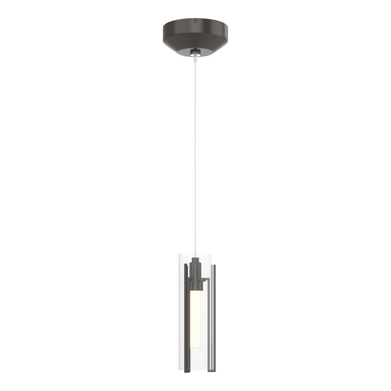 Exos 1 - Light Single Cylinder Pendant, Clear, Vintage Platinum