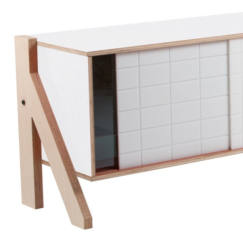 Margret 115cm Sideboard, Snow White and Blue/White