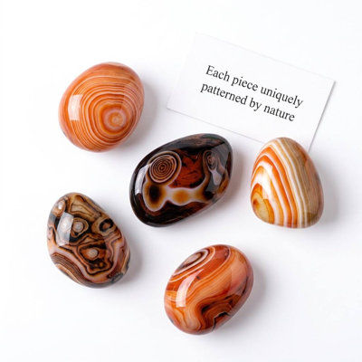  3-Piece Natural Tumbled Agate Stone Set - Hand-Polished 1.18" - 1.97" Unique Decorative Gemstones for Desktop, Aquarium, and Zen Garden