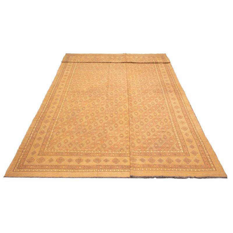 Kilim en laine brun clair tissé à la main 23 pi 4 po x 24 pi 7 po Lahor