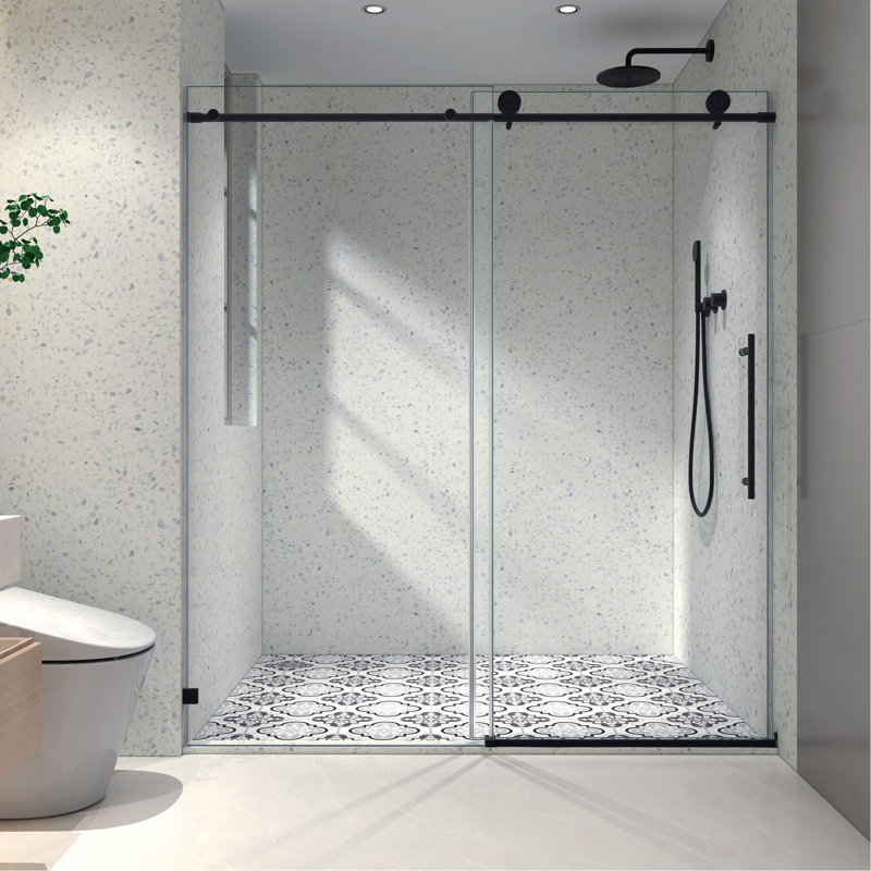 5476 Black Shower Door With Adjustable Soft Closing Function Stainless Steel, Matte Black