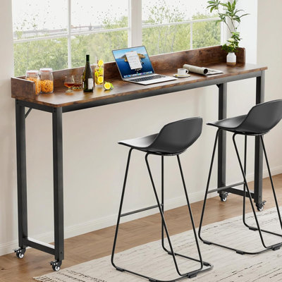 Overbed Table with 360° Wheels, Queen Size Mobile Bed Desk with Heavy Duty Metal Leg, Sturdy Laptop Cart & Dining Table for Bedroom, Living Room, Hospital Use