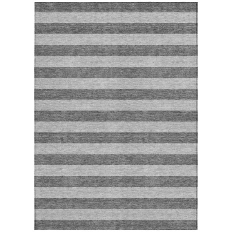 Tapis extérieur lavable antidérapant à rayures grises et blanches 3 pi x 5 pi