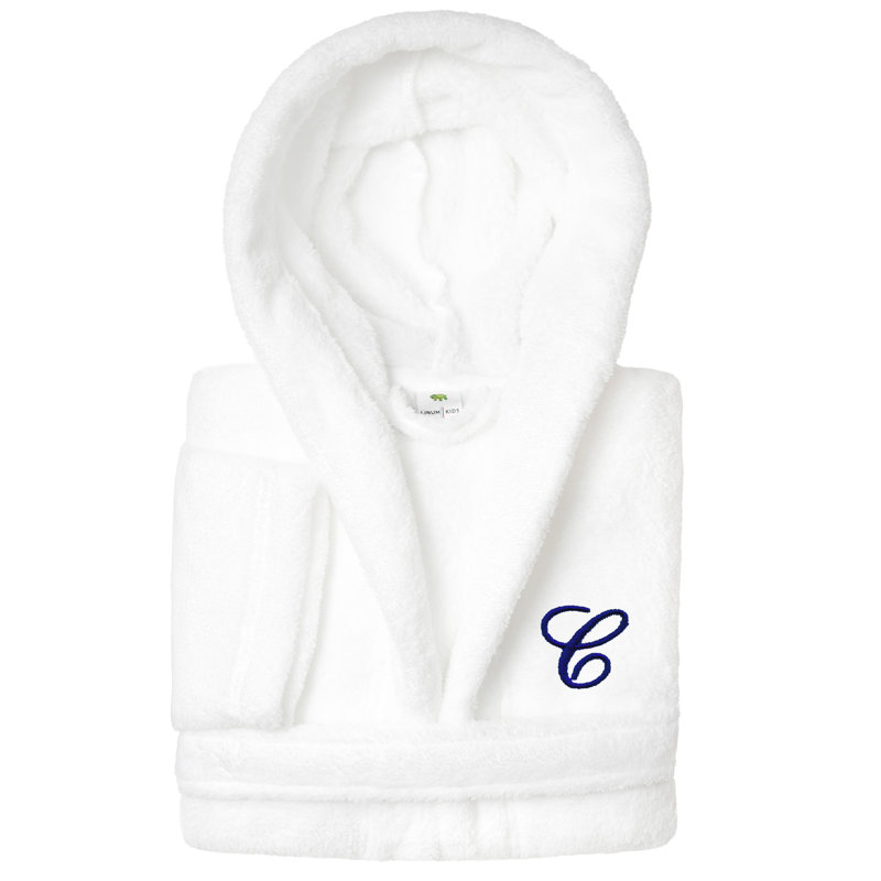 Peignoir en molleton mi-mollet personnalisé pour enfants avec poches et capuche, M, C
