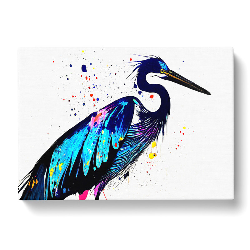 Splashed Heron Bird Vol.1 Abstract - Wrapped Canvas, 35cm H x 50cm W x 3cm D