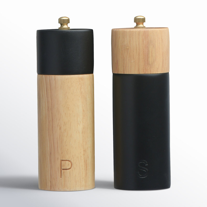 Pacey Two-Toned Wood and Black Salt and Pepper Shaker Set