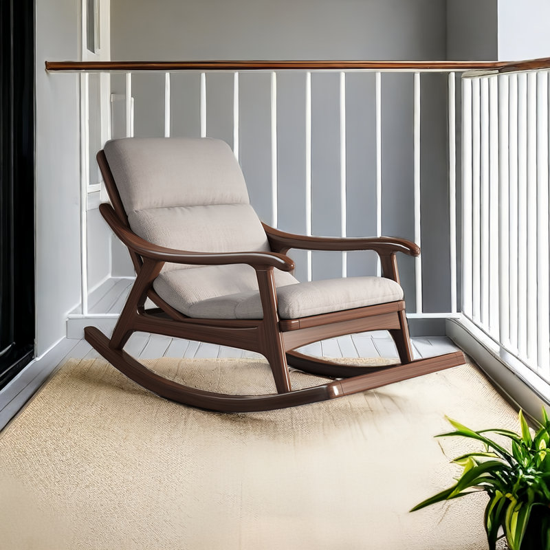 Chaise berçante moderne en bois massif rembourré