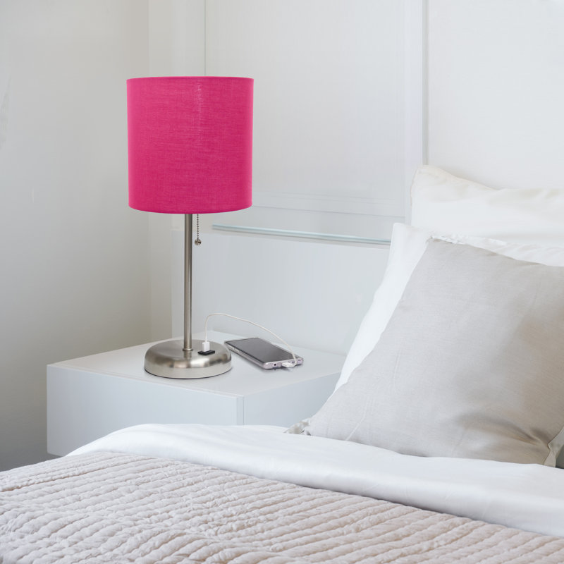 Delp Metal USB Table Lamp, White, Silver, Yes