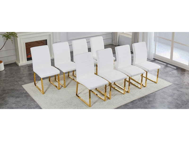 Ensemble de 8 chaises robustes: coussin de 2,1 po d'épaisseur, structure en fer, parfait pour la maison ou le bureau. Couleurs classiques, bon rapport qualité-prix