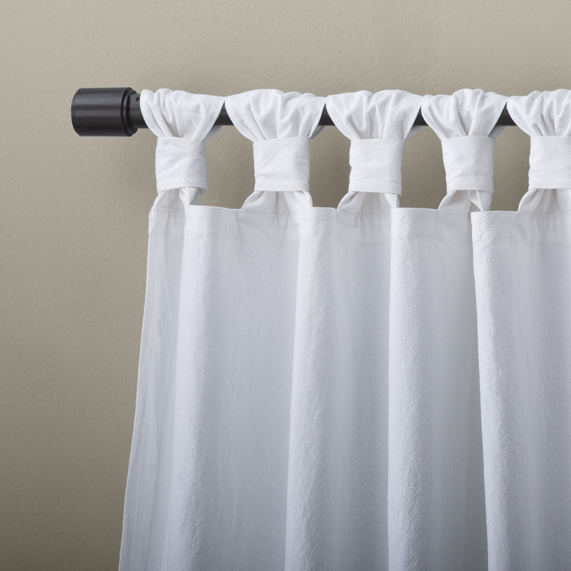Archaeo Sarro Washed Cotton Semi-Sheer Tab Top Curtain Panel, White, 52" W x 84" L