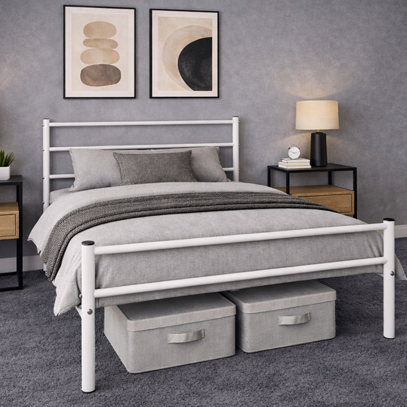 Mahim Metal Bed, Single (3'), White