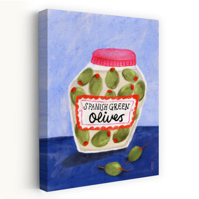 Art mural contemporain espagnol rustique, olives vertes