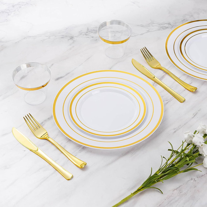 Ensemble de fournitures de fête de mariage jetables en plastique