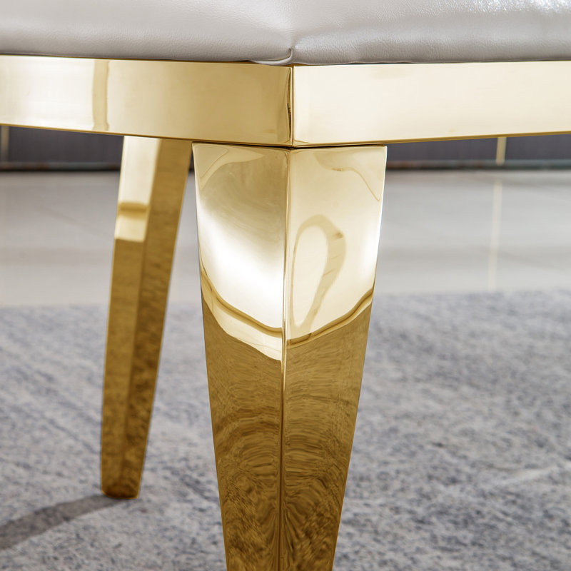 Chaise d'appoint rembourrée en argent Damarae, Blanc, Doré