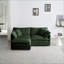 Canapé modulaire 2 places avec repose-pieds | Structure en bois massif | pour les petits espaces de vie | Vert sauge | Chenille