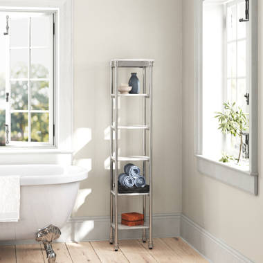 Sharon 16 W x 60 H Bathroom Shelf Finish: Gray Teak