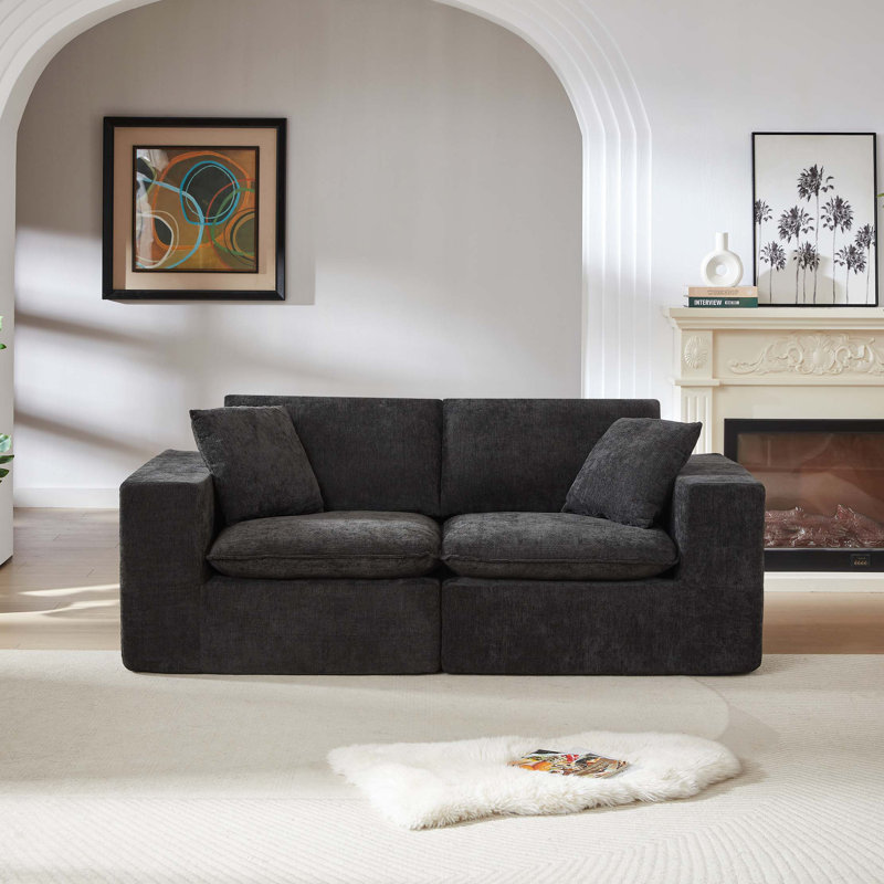 Canapé moderne en nuage de chenille, combinable librement, Noir