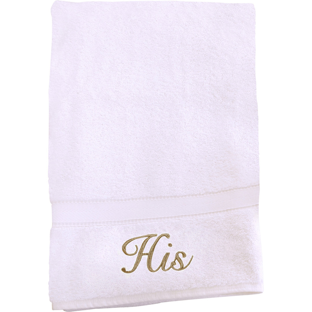 Luxury Hotel & Spa Personalized His And His 2 Piece Turkish Cotton Hand Towel Set (Set of 2) Linum Home Textiles Font 