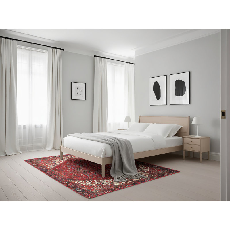 Tapis rouge/rose traditionnel Grazian, Rectangle 5 pi x 7 pi