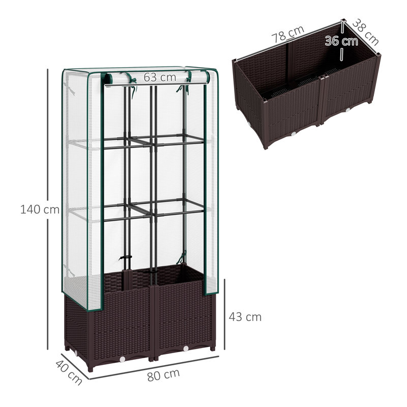 Raised Garden Bed, 140cm H x 80cm W x 40cm D