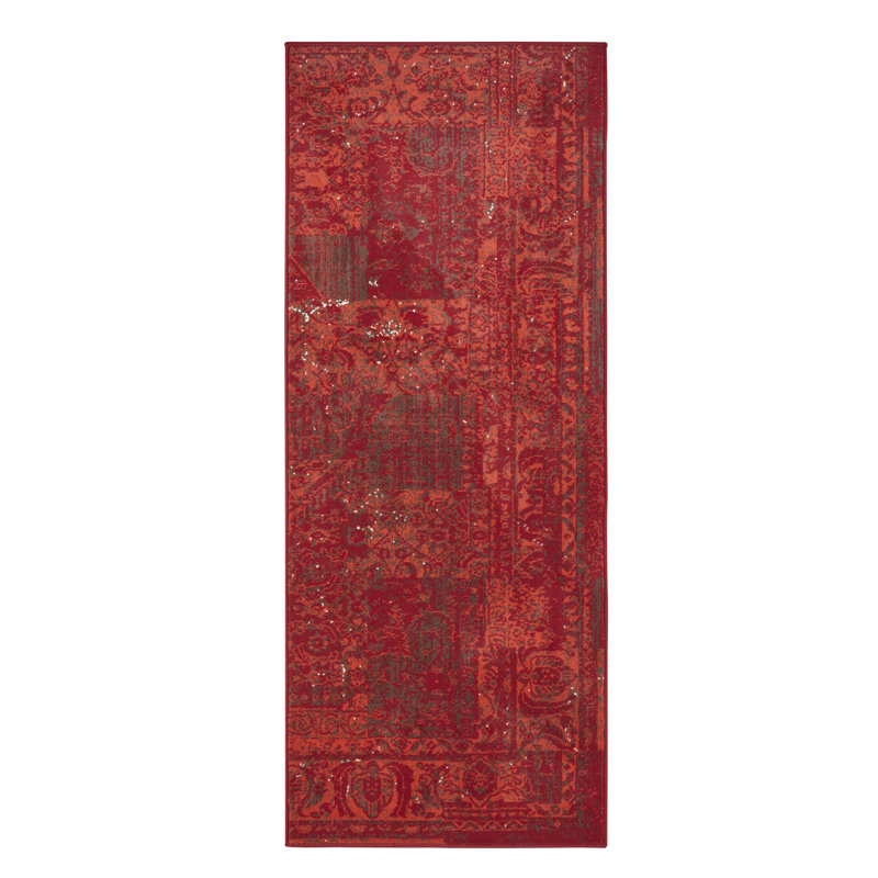 Celebration Plume Flatweave Red Rug, Runner 80 x 250cm