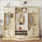 4-in-1 Detachable Hall Tree with Storage and 7 Hooks, Multiple Functions Hallway Coat Rack with Storage Drawers and Cabinet, Antique Beige Shoe Bench for Entryway Hallway