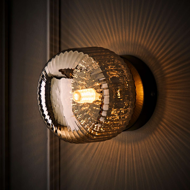 Allea Flush Mounted Sconce, Matte Black, Grey